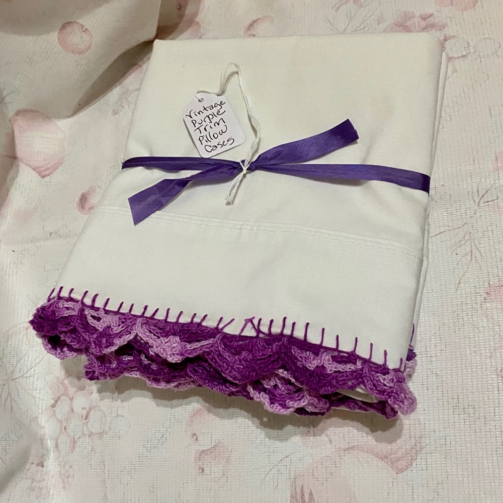 Purple Pillowcase Pair ~ royal & handmade